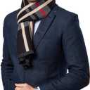 Shubb Men's Fashion Scarves for Winter Cashmere Feel Scarf for Men 70.8 * 11.8 IN (Black Yellow Check)