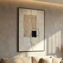 QKF Minimal Geometric 3D Texture Black Aluminum Frame Canvas Wall Art, 36"L x 24"W