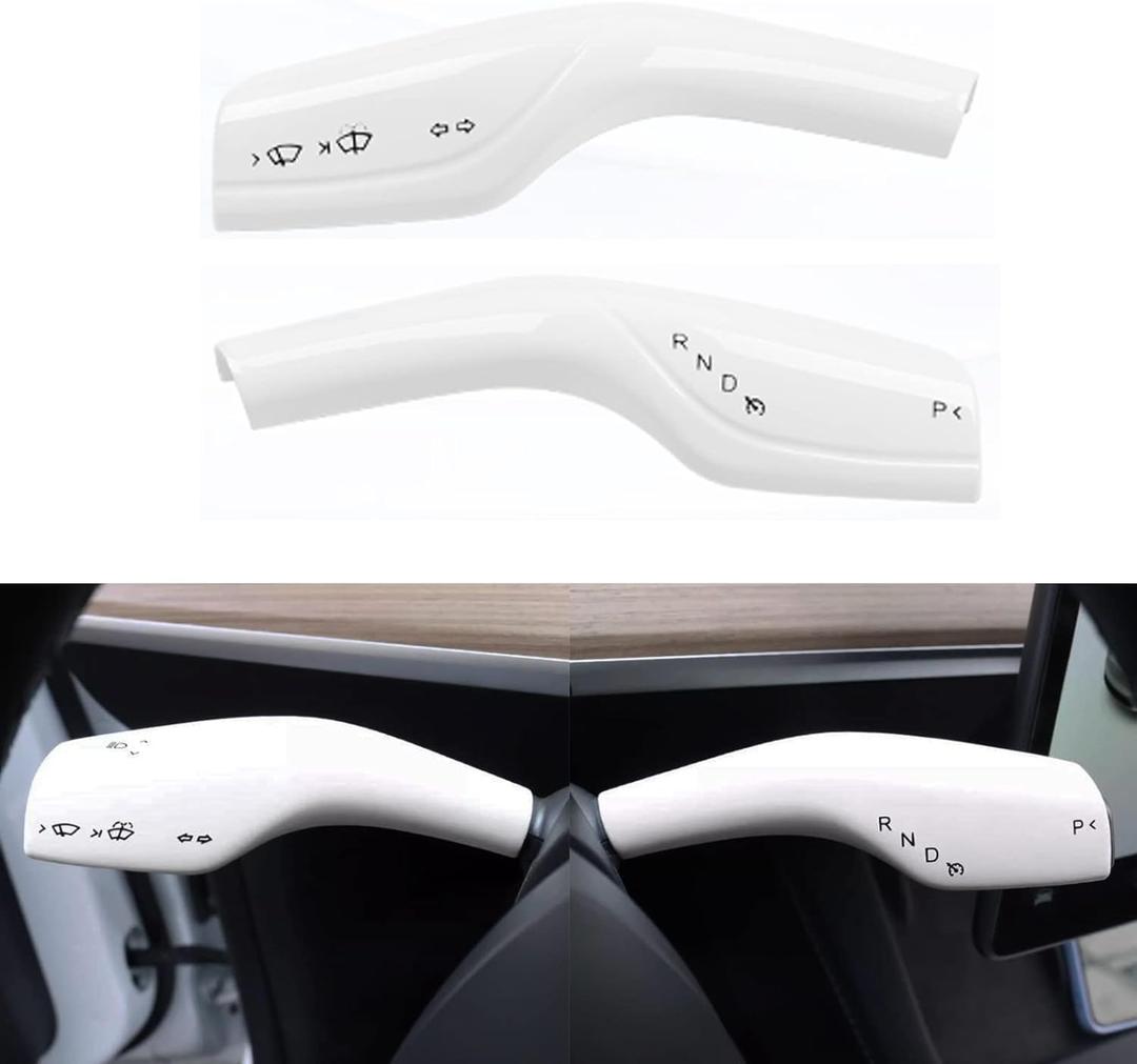 YHCDSEA Steering Lever Cover for Tesla Model 3/Y, Gear Shift Cover Accessory - Decorative Cover (White)
