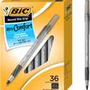 BIC Round Stic Grip Xtra Comfort Ballpoint Pens, Medium Point (1.2mm), Black, Soft Grip For Added Comfort And Control, 36-Count Pack (GSMG361-BLK) (Pack of 18, 648 Count Total)