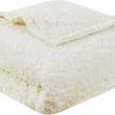 Woolrich Burlington Berber Blanket Super Soft, Cozy Lightweight Cover with Luxurious Velvet Binding, Modern Trendy All Season Bedspread Bedding-Set, King: 108x90, Ivory
