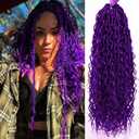 8Packs Goddess Locs Crochet Hair 18Inch Boho Faux Locs,Crochet Loc With Curly Ends River Hippie Bohemian Loc Crochet Hair for Black Women(Purple, 18inch(Pack of 8))