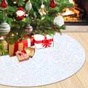 Iridescent Christmas Tree Skirt 46 Inches Sequined Mermaid Tree Skirt White Glitter Tree Skirts for Christmas Tree Velvet Tree Skirt Rug Christmas Tree Mats for Family Reunion Christmas Skirt Tree