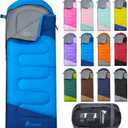 PTEROMY Sleeping Bags for Adults, Lightweight and Machine Washable, Water Resistant Backpacking Camping Sleeping Bag for Warm Cold Weather, Camping Essentials for Hiking Travel (50F~80F, Blue)