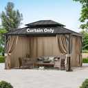 Covered Outdoor Gazebo Curtain Replacement Universal 4-Panel Sidewalls 12' x 14', Outdoor Gazebo Privacy Curtains with Zipper, Replacement for Outdoor, Patio Canopy, Garden and Backyard (Curtain Only)