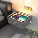 HOMEMORE Floating Nightstand with Charging Station Bedside Table LED Smart Bedside Table Wall Mounted Nightstand Grey