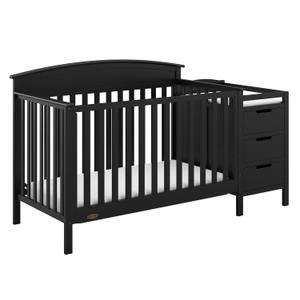Graco Benton 4-in-1 Convertible Crib and Changer (Black)  GREENGUARD Gold Certified, Crib and Changing -Table Combo, Water-Resistant Changing Pad, Converts to Toddler Bed, Daybed & Full-Size Bed
