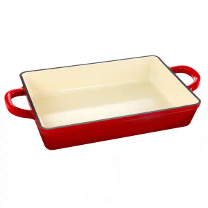 Crock Pot Artisan 13 Inch Enameled Cast Iron Lasagna Pan, Scarlet Red