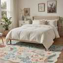 DCX Vintage Floral Washable Area Rug 6x9, Non Slip Low Pile Rug, Beige