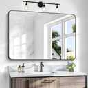 BONEWEI 36x48 inch Bathroom Mirror,Black Rectangle Mirror,Wall Mounted Bathroom Frame Vanity Mirror with Round Corner for Bedroom Living Room, Entryway Hangs Horizontal or Vertical