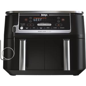 Ninja DZ550 Foodi 10 Quart 6-in-1 DualZone Smart XL Air Fryer with 2 Independent Baskets, Smart Cook Thermometer for Perfect Doneness, Match Cook & Smart Finish to Roast, Dehydrate & More, Grey