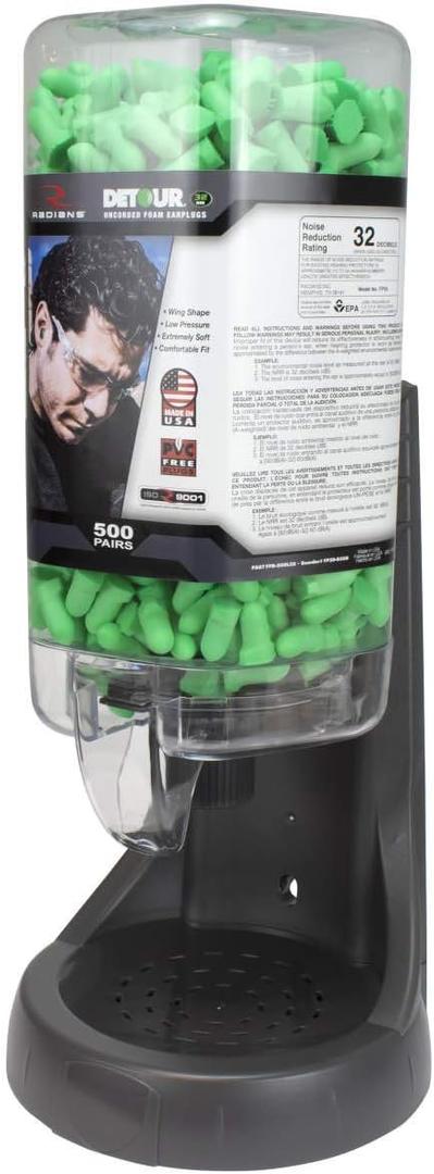 Refillable Dispenser with Detour 32 Earplugs - 500 Pair