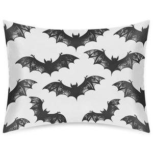 Satin Pillowcase for Hair and Skin 20x26 inch, Halloween Decorative Throw Pillows Covers for Car, Room Throw Pillow Cases for Boys Girls, Soft Breathable Pillowcases Envelope Enclosure (Bats) 3 pack