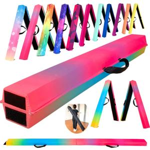 MARFULA 6 FT / 8 FT / 9 FT Folding Gymnastics Beam Foam Balance Floor Beam - Extra Firm - Suede Cover - Anti Slip Bottom with Carry Bag for Kids/Adults Home Use