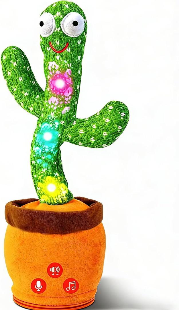 Dancing Talking Cactus Baby Toy, Mimicking & Repeating with Singing, Dancing and Recording, Volume Adjustable, Easter Basket Stuffers for Infants Toddlers Boys and Girls