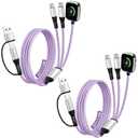 2Pack-5FT, Travel Essentials, Travel Charger for iPhone 17 and iWatch for Multiple Devices, Data Sync, 3 in 2 USB A/USB C Multi Charger with 3 Ports Compatible for iWatch/iPhone 17-6