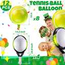 12 Pieces 18 Inch/25 Inch Tennis Balloons, Racket Balloons, Tennis Party Decorations, Foil Racket Large Balloon for Sports Themed Birthday Decorations Supplies