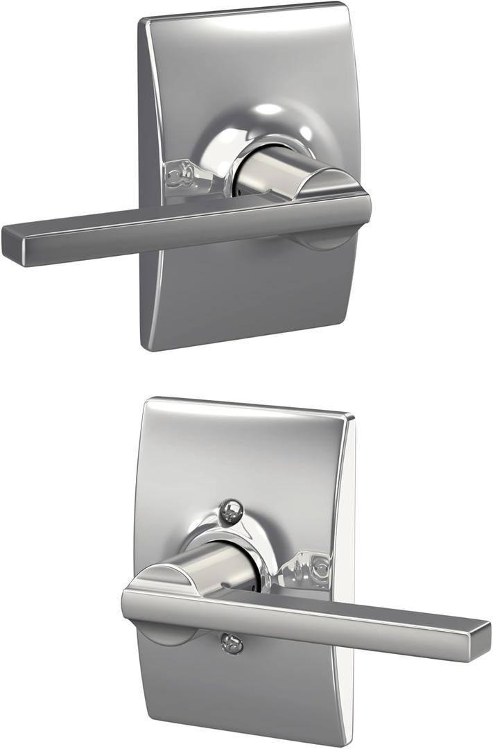 Schlage F10 LAT 625 CEN Latitude Door Lever with Century Trim, Hall & Closet Passage Lock, Bright Chrome