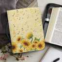Suobstales Sunflower Music Note Bible Covers PU Leather Durble Bible Case for Women Men Bible Bag Tote Book Carrying Case Christian Bible Accessories with Handle, Yellow, M