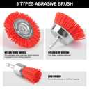 POLIWELL Nylon Filament Brush 9 Pack, Abrasive Wire Brush Wheel & Cup Brush Set, Drill Bit Sanding Brush with 1/4 Hex Shank for Steel Rust Removing, Grill Cleaning, Flaking Paint Refinishing