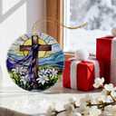 2 x Cross Ornament | Christian Christmas Ornaments, Religious Christmas Decorations, Hanging Ornaments for Tree | Religious Decor, Christian Faith Gifts | Easter Gifts, Baptism Gift, Confirmation Gift