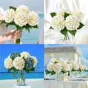ZYTUYO 4PCS 19.6Inch Cream White Faux Hydrangea Artificial Flowers Silk Latex Realistic Full Large Hydrangeas Spring Long Stem Leaves Bouquet Plants for Tall Vase Table Garden Arrangements