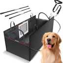 Floor Dog Hammock for Truck with Flip Up Seats, Crossbar Design Seat Cover for Back Seat Crew Cab, F150 Truck Pet Cover Back Seat (Dog Leash Included)