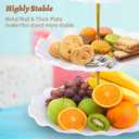 BACUTHY 3 Tier Cupcake Stand Holder, Plastic Cup Cake Stand Towel with Tiered Serving Tray for Cupcakes, Donuts, Fruits and More, White 