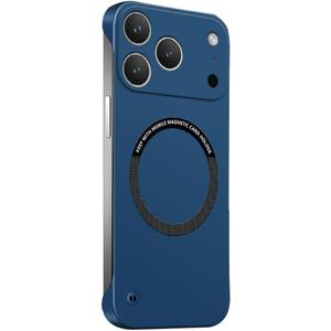 Frameless Magnetic Series Designed for iPhone 17 Pro Max Case[Compatible with MagSafe] Borderless Ultra Thin Slim Fit,Lightweight Minimalist Hard PC Yet Protective Shockproof Cover,Blue