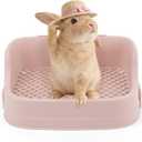 Large Rabbit Litter Box, Bunny Litter Box with Removable Top and Bottom, Corner Bunny Potty Training Litter Pan, Small Animal Toilet for Adult Rabbits, Guinea Pig, Hamster, Pink