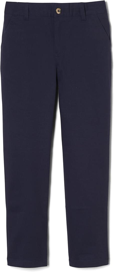 French Toast Boys' Adjustable Waist Straight Fit Stretch Twill Chino Pant, Navy, 12