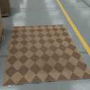 Lahome Checkered Easy Jute Indoor Outdoor Rug, 5x7 Area Rugs for Living Room Nature Large Dining Room Carpet, Washable Non Slip Indoor Outdoor Carpet for Home Office Bedroom Backyard Patio (Nature/Checkerboard -2)