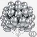 BAUANOOY 100pcs Metallic Silver Balloons 12 inch, Chrome Silver Balloons with Ribbon for Birthday Graduation Baby Shower Wedding Party Decorations