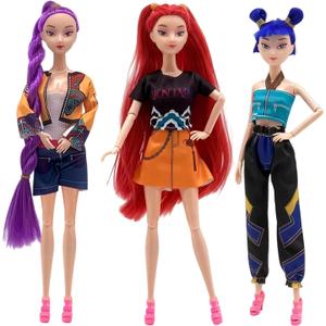 2025 New Korean Idol Dolls Set with Trendy Outfits,Singer Doll Merch Christmas Decorations Gifts (Multicolor-3PCS), comes with stickers