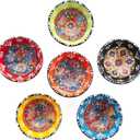 Ceramic Small Dipping Bowls Set of 6, 3.5 Oz Soy Sauce Dish, Handmade Charcuterie, Colorful Pinch, Dishwasher & Microwave Safe, 3.2'' Mini (FLOWER BLOOM)