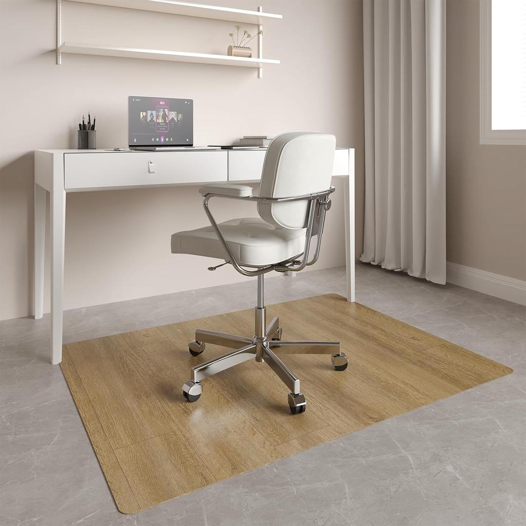 Wrinkle-Free 36"x 48" Office Chair Mat for Hardwood, Easy Glide Computer Chair Mat for Hardwood, PVC Chairs Floor Protector, Sturdy Desk Chairs Mats, Premium Floor Pad for Office, Floors Protector Mats (Oak Brown)