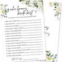 2 x Eucalyptus Bridal Shower Games 30 Guests, Who Knows Bride Best Bridal Games for Showers, White Rose Wedding Engagement Party Activity Party Supplies/Green-11