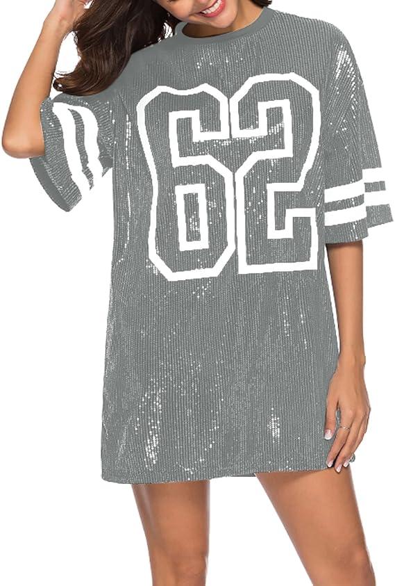 PORRCEY Juniors Short Sleeve Sequin Funny Dress Shirts (Grey, XXL)