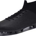 Men's Soccer Cleats Football Cleats for Mens Big Boys High-Top Spikes Shoes for Youth Professional Training Turf Indoor Outdoor Sneaker (12.5, Black)