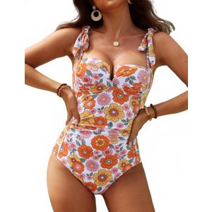 VIMPUNEC One Piece Swim Suits for Women Tummy Control Bathing Suit Push Up Swimwear (L)