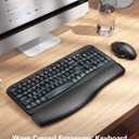 Wireless Keyboard and Mouse Combo Ergonomic Wave Key, Built-in Leather Soft Palm Rest, 2.4G Full Size, 6-Button Mouse with 4-Level DPI, Dual USB-A/USB-C, MA12 for Windows & macOS Compatible- SABLUTE