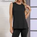 AGSEEM Women's 2 Piece Lounge Sets Summer Casual Sleeveless Outfits (Black, S)