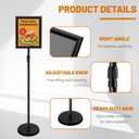 Poster Sign Stand Holder Adjustable Heavy Duty Aluminum Pedestal Floor Standing Sign Holder Vertical and Horizontal View Sign Displayed Snap Open,Advertising Display Stand (Black, 8.5x11inches)