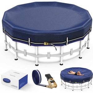 LXKCKJ 24 Ft Round Pool Covers for Above Ground Pools, Extra Thick 185G PE
