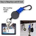 Retractable Keychain, Heavy Duty Badge Holder Reel  Braided Paracord Lanyard with USA Flag, Retractable ID Badge (Black-blue)