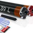 Pair of 2" Garage Door Torsion Springs Set with Non-Slip Winding Bar & Gloves,High Precision Electrophoresis Black Coated, for Replacement & Installation, MIN 16,000 Cycles (0.273x2''x39'')