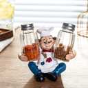 Chef Resin Salt & Pepper Shakers - Glass Spice Jars with Adorable Chef Figurine - Adorable Kitchen Dcor