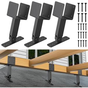 4x4 Heavy Duty Roof Riser Brackets Kit, TROPTOLKY Adjustable Angle Pergola Brackets, Black Metal Roof Riser Beam Bracket for Roof Pergola Gazebo Patio Cover (3 Pack)
