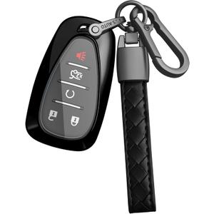Sindeda for Chevrolet Key Fob Cover With Keychain Soft TPU Full Protection Key Shell Case Compatible with Chevrolet 2016-2025 Chevy Malibu Camaro Cruze Traverse Sonic Volt Bolt Equinox-Black