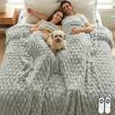 Heated Blanket Electric Blanket Heating, Dual Control Soft Ribbed Faux Fur Electric Blanket with 12 Heat Levels 12H Timer ETL FCC Certified Machine Washable (Gray, King Size - 90" x 100")